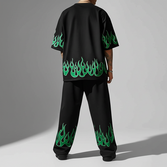 Natty Men’s Flame Co-ord Set | Oversized T-Shirt & Track Pants