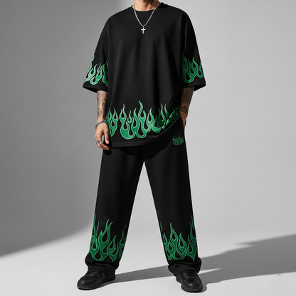 Natty Men’s Flame Co-ord Set | Oversized T-Shirt & Track Pants