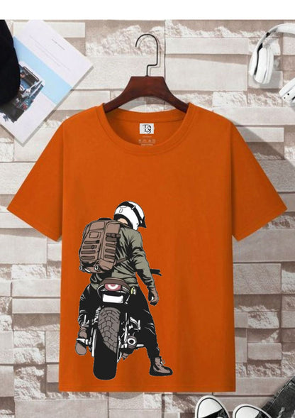 Moto Drip Graphic Tee – Biker Rider Print T-Shirt for Men